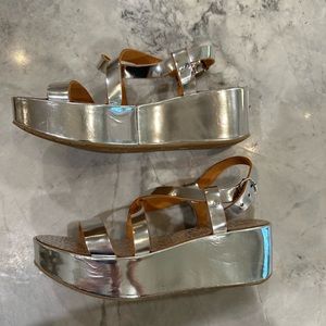 Pedro Garcia Silver Platform Sandals size 6